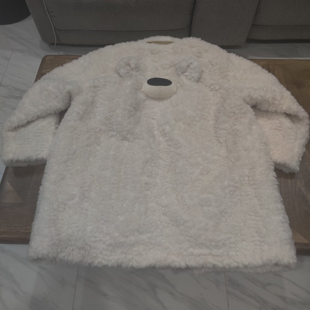 13DE MARZO Bear Fuzzy Long Coat  size L New Oversized $698
